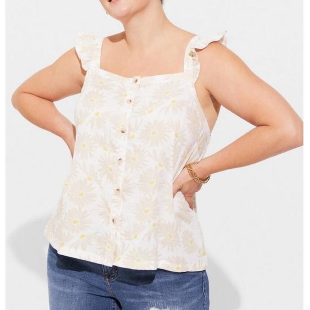 Torrid Daisy Double Gauze Ruffle Button
Front Tank Top